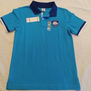 This Gymboree Boy's Size 8 Blue Ship Design Short Sleeve Golf Polo Shirt